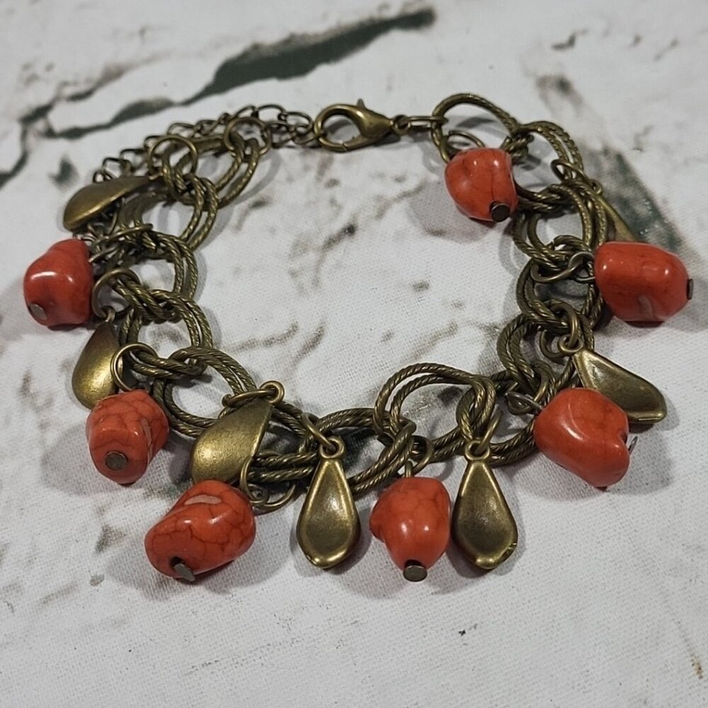 Charm Bead Bracelet Burnt Orange‎ Beads